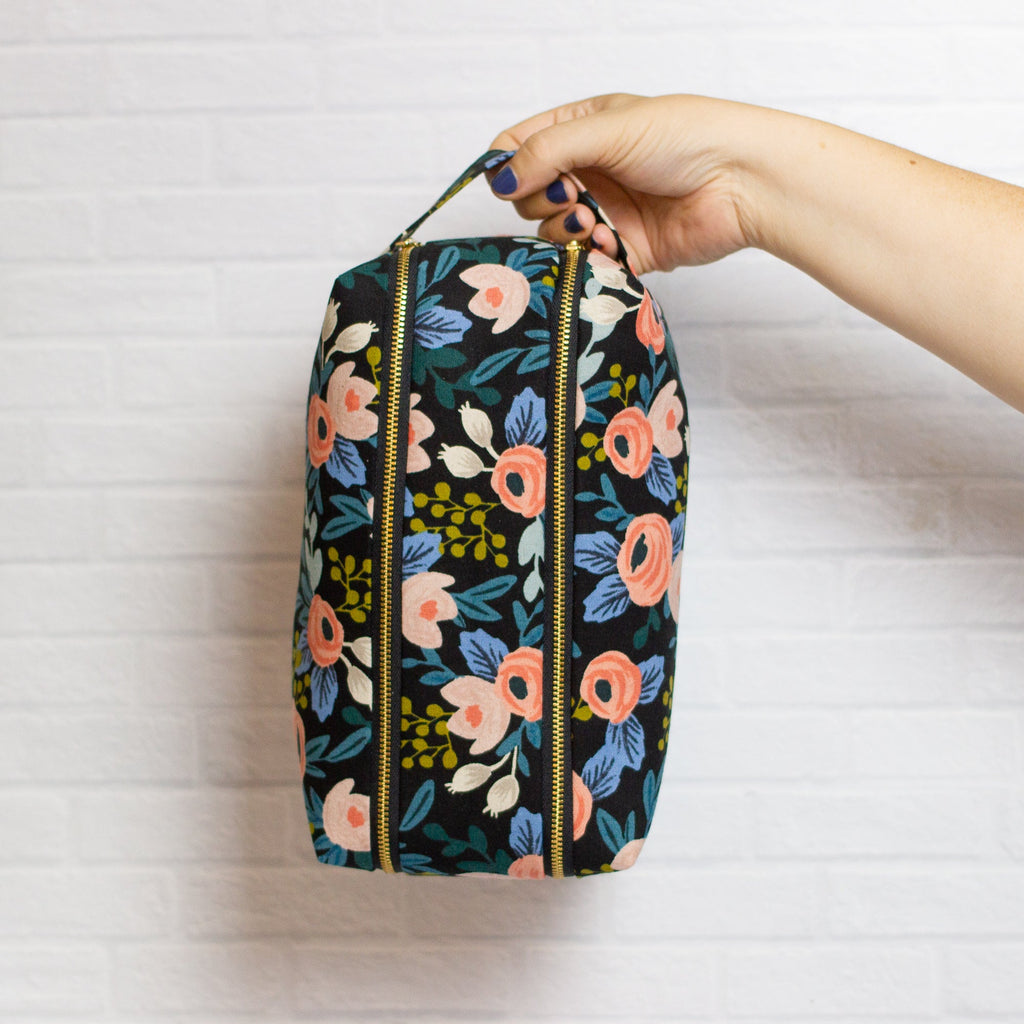 Black Rosa Double Zip Toiletry Case - Modern Tally