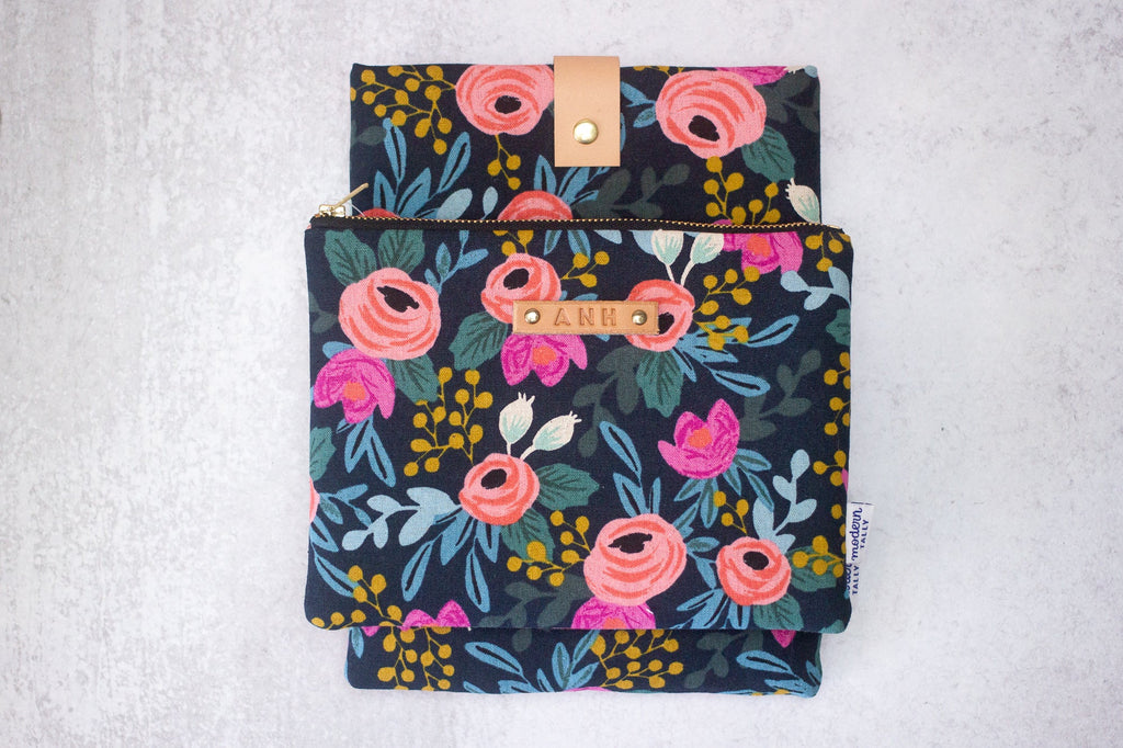 Navy Rosa Bookworm Bundle - Modern Tally - kindle case and book sleeve
