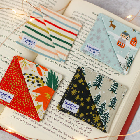 christmas themed handmade bookmarks by modern tally