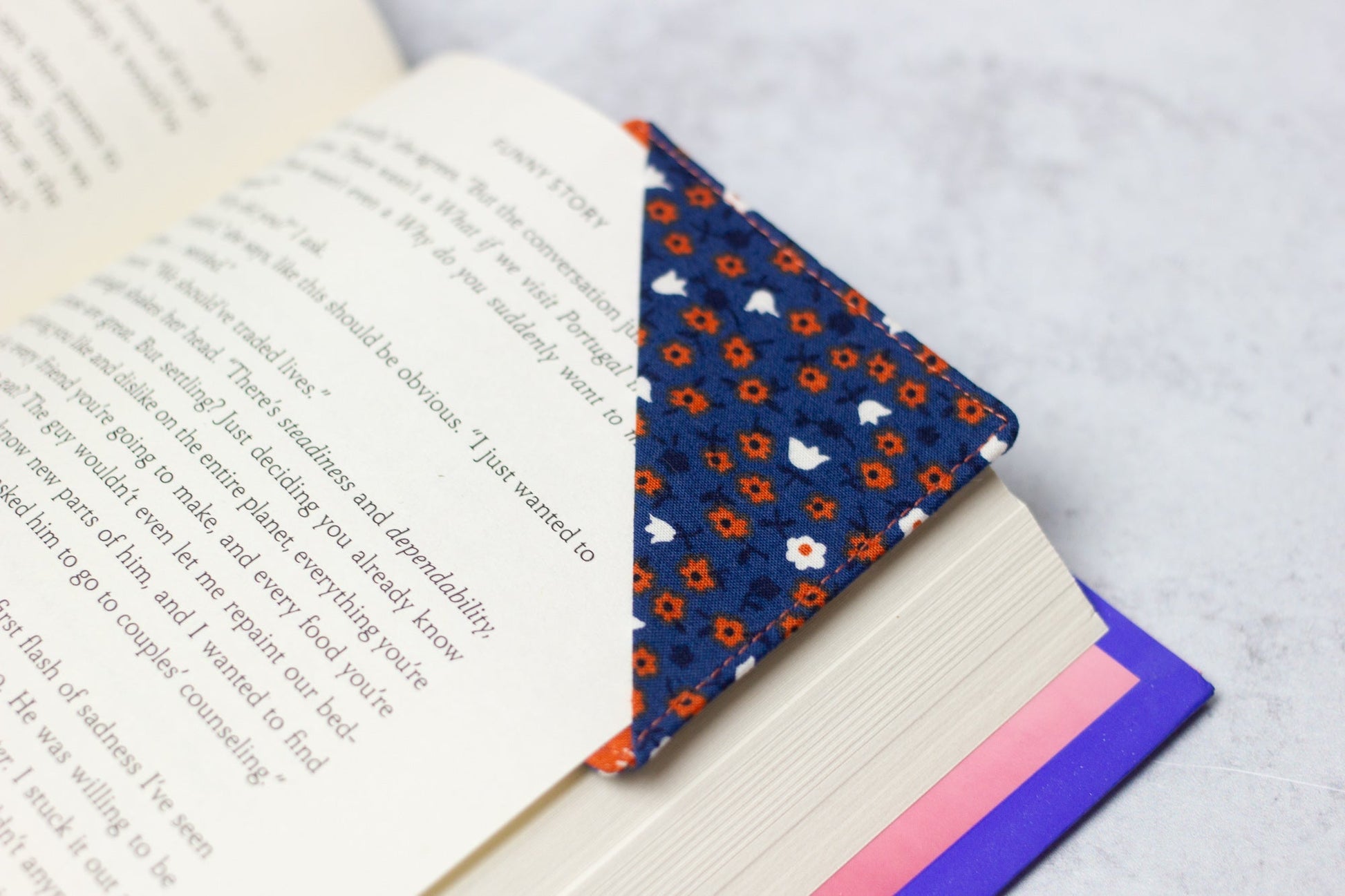 Blue Calico Bookmark - SECONDS - Modern Tally - Bookmark