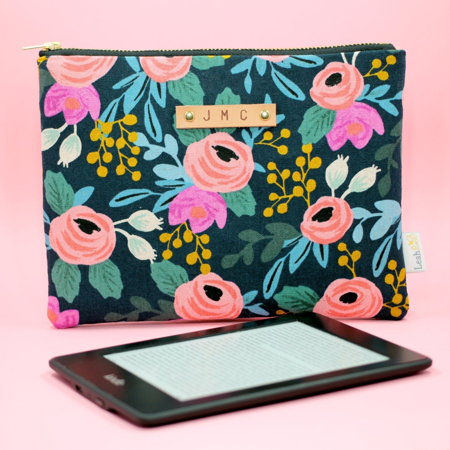 Navy Rosa Padded Pouch - Modern Tally - Kindle Case