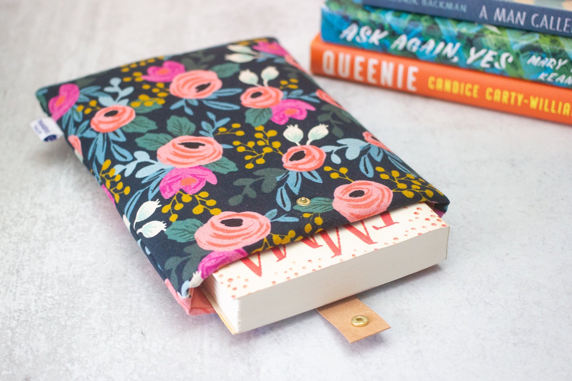 Navy Rosa Book Sleeve - Modern Tally - Book Sleeve