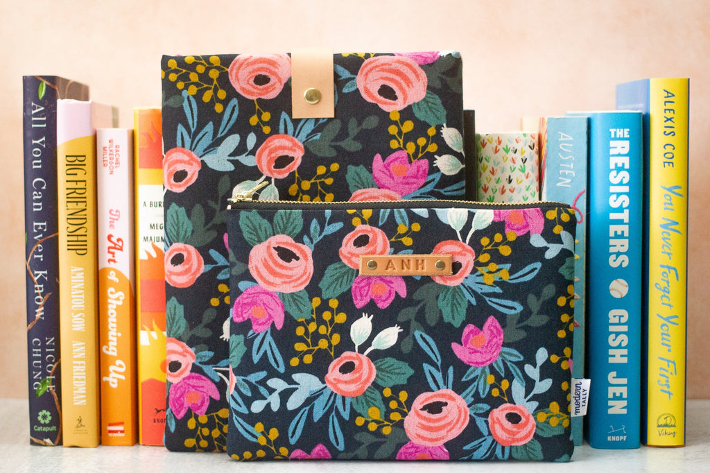 Navy Rosa Bookworm Bundle - Modern Tally - kindle case and book sleeve