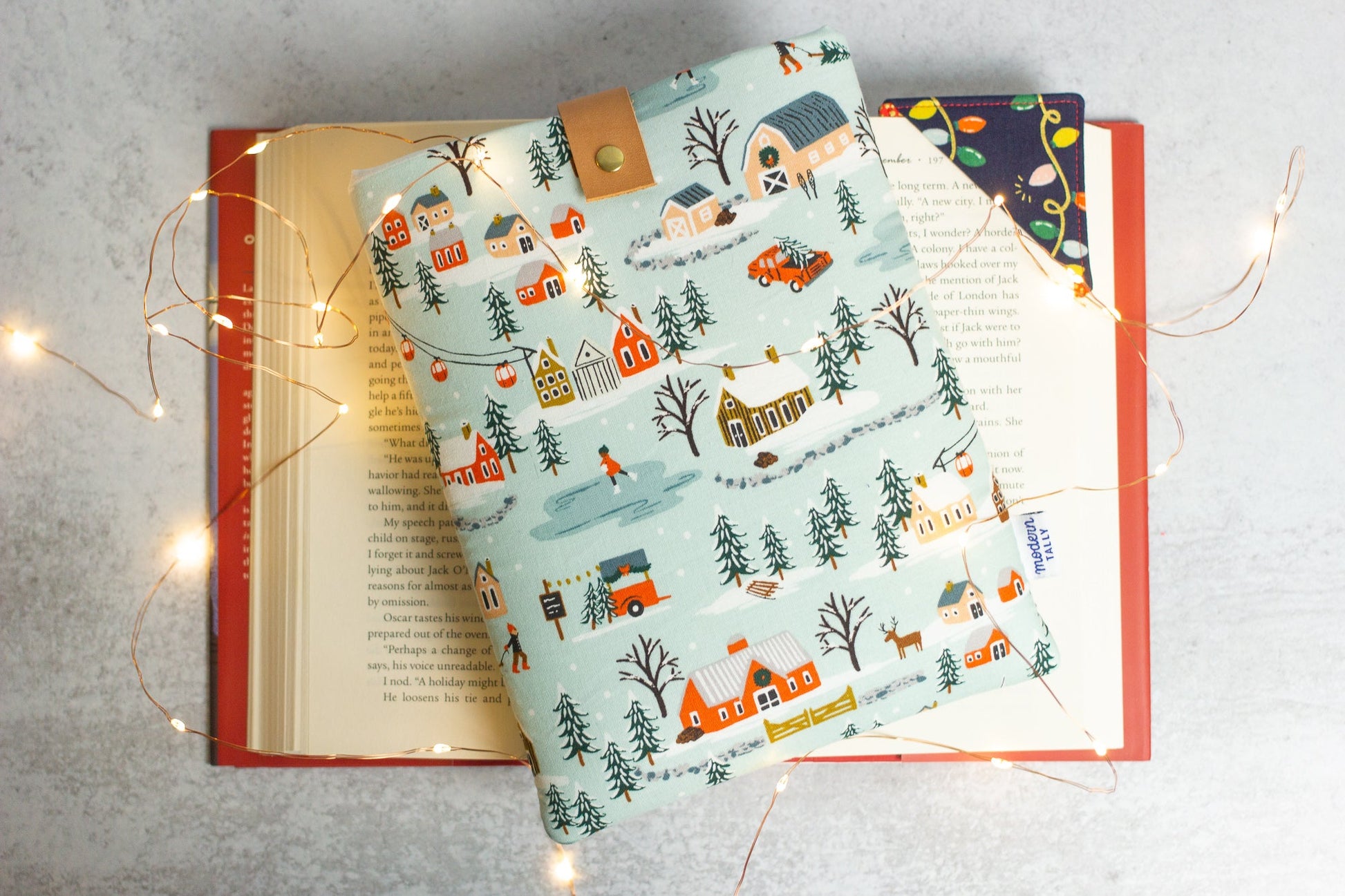 Winter Village Book Sleeve - Modern Tally - Book Sleeve