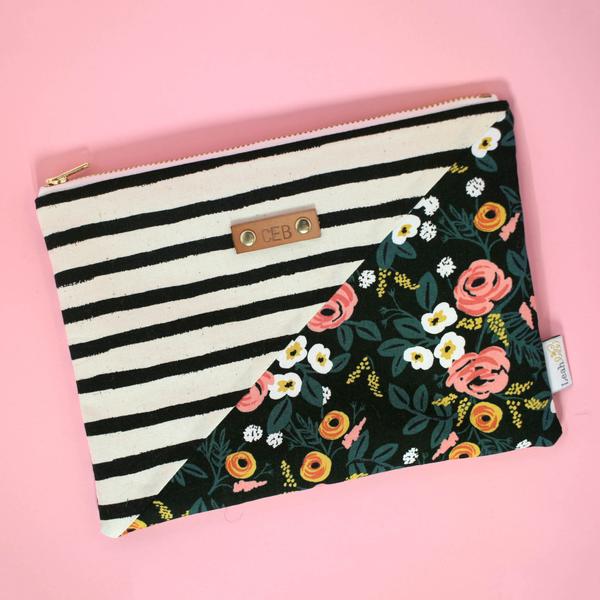 Stripe & Floral Diagonal Clutch