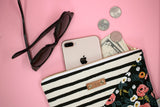 Stripe & Floral Diagonal Clutch