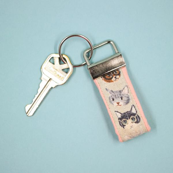 Cats with Glasses Mini Key Fob