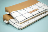 Linen Grid Leather Clutch