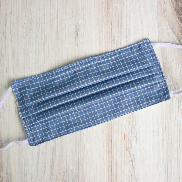 Blue Grid Cloth Face Mask