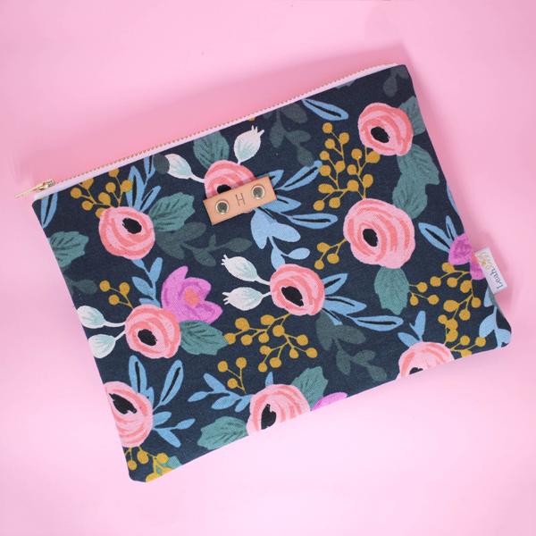 Navy Rosa Catch-All Clutch