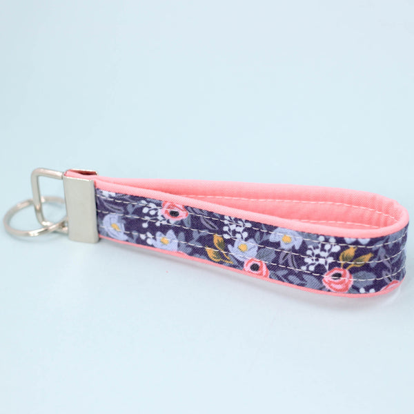 Navy Rosa Key Fob - Leah Bee Quilts Tag