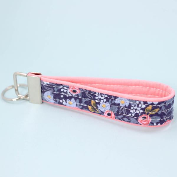 Navy Rosa Key Fob